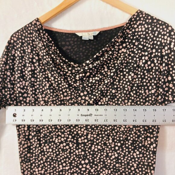 Boden,  Women's Top, Size 8, Black with Soft Pink Dots,  Lyocell and Wool Blend - Picture 9 of 16